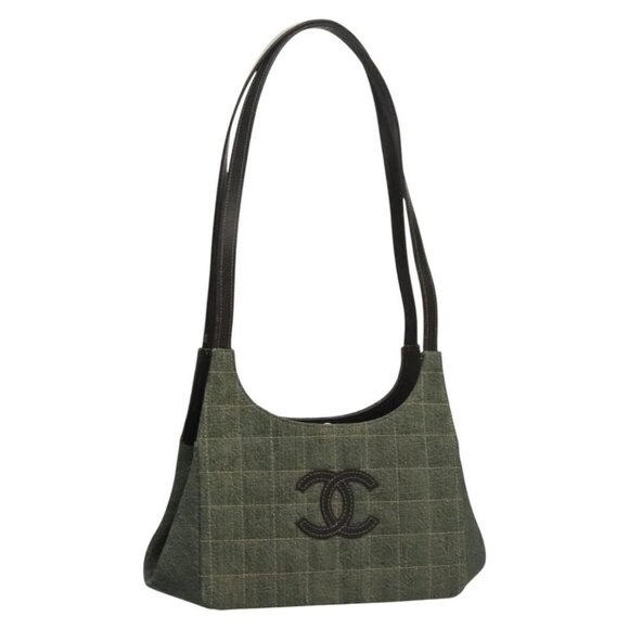 CHANEL Choco Bar Shoulder Bag Denim Blue CC Auth BA879AV - Picture 1 of 16